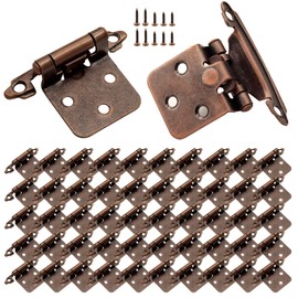 Cabinet Door Hinges Oil Rubbed Bronze for Kitchen Cabinets (25 Pair -50 Pcs) -1/2" Overlay (Variable) Semi-Concealed Cupboard Hinges Face Mount with Upgraded Screws