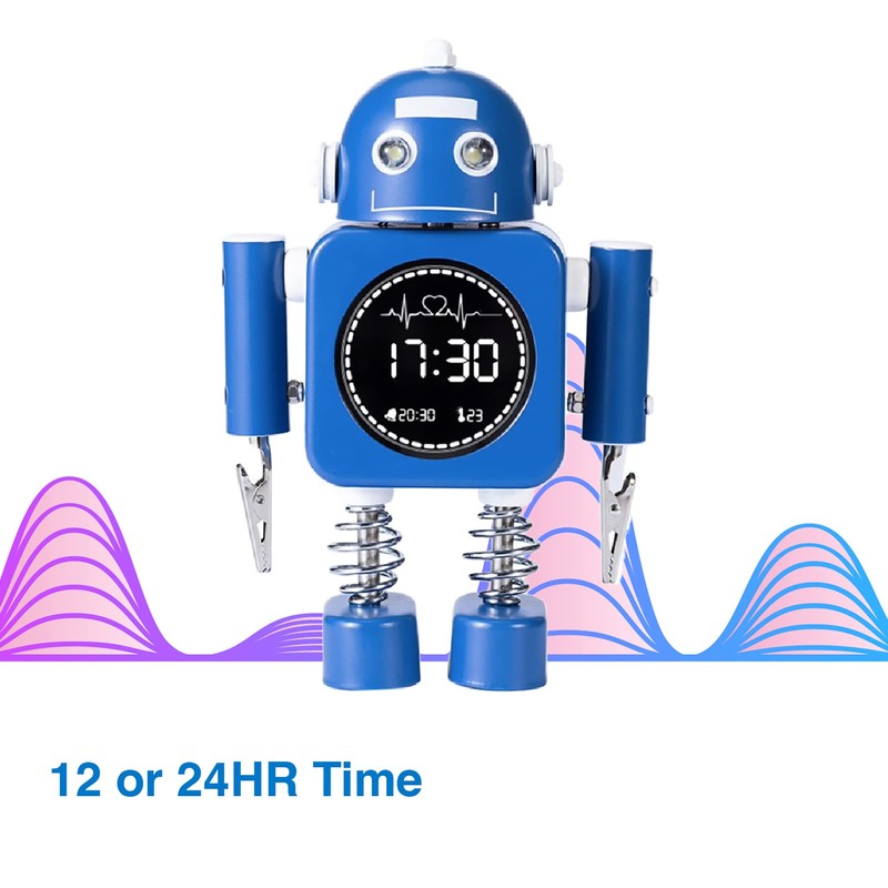 Laser Kids Robot Alarm Clock Blue, Date, Sleep Sound, Temperature,