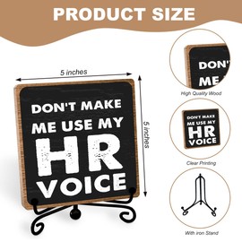 Human Resources Gifts for Women Men, Inspirational HR Office Sign, Motivational HR Office Table Desk Cubicles Accessories Decorations, Don't Make Me Use My HR Voice Plaque