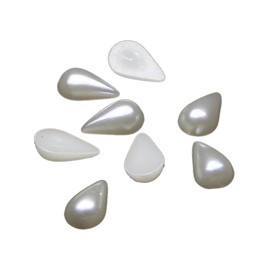 100 Pieces Artificial Flatback Water Drop Pearl Beads Tear-Drop Pearl Beads Resin Flatback Simulated Pearl Beads Half Round Pearls for Jewelry Making DIY Crafts, 10 x 14mm, Beige