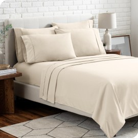 Bare Home Twin Sheet Set - Hotel Luxury Bed Sheets - Extra Soft 4 Piece Set - Deep Pockets - Easy Fit - Cooling & Breathable - Wrinkle, Fade, Stain Resistant - 2 Pillowcases (Twin, Sand)
