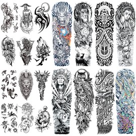 Aresvns Sleeve Tattoo Temporary for Men and Women (L19“xW7”),Realistic Temporary Tattoos for adults,Large fake tattoos that waterproof and lasting,Christmas Gift,New