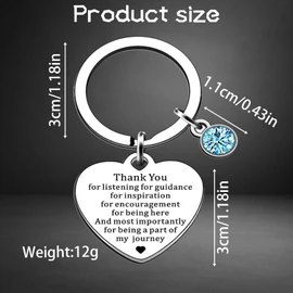 BeoTnp Thank You Gift, 1PCS 2.6cm Elegant Stainless Steel Keychain With Thank You Gifts For Women Engraving, Leaving Gifts for Women and Present for Coworkers, Friends, Family Members