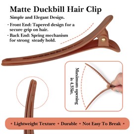 Matte Duckbill Styling Hair Clips – 3.07 Inch No-Crease Sectioning Barrettes for Women & Girls, Hair Accessories in 4 Colors(12–Pack)