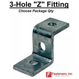 Generic 3-Hole "Z" Support Fitting for 1-5/8" Unistrut / B-Line Channel #4725 P1045 Zinc - 10