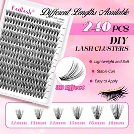 Lash Clusters 240pcs 30D 12-18mm Cluster Lashes Mixed Tray 3D Effect Volume Individual Lashes Cluster Eyelash Extensions Fluffy Soft D Curl DIY Lash Extension Kit at Home (30D-0.07-D,12-18mm)
