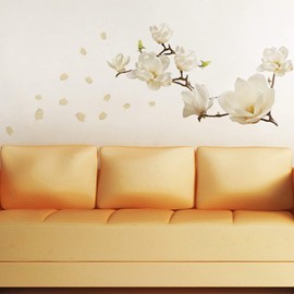 WALPLUS Flowers Wall Sticker Decoration Art Interior Home Small White Magnolia Floral Decal Paper Living Room Family