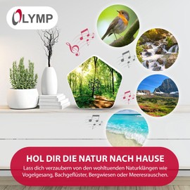 Olymp Sounds of Nature Box – Motion-Sensor Soundbox with Natural Relaxing Sounds: Birdsong, Mountain Meadow, Stream, Ocean Waves – Adjustable Volume – Soothing Music Box for Relaxation, Sleep & Mindfulness