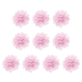 PATIKIL 10 Pieces 2.8 Inch Chiffon Flowers Mesh Fabric Flowers Sewing Fabric Ornaments Headband Embellishments for DIY Crafts Wedding Decor Light Pink