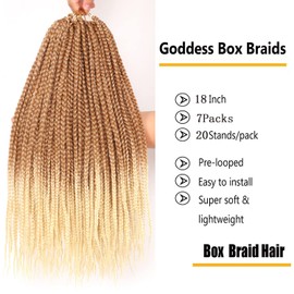 AuHeiAmeri 7Packs/Lot 18Inch Box Braids Crochet Hair Extensions Pre-Looped for Black Women (#27/613, 18Inch(Pack of 7))