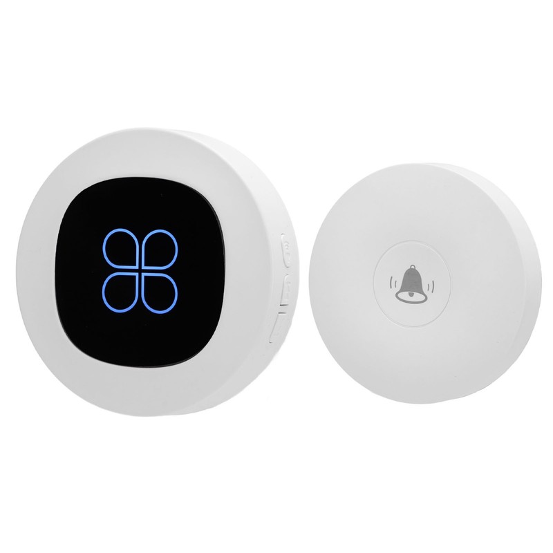Wireless Doorbell Self Powered 1 Receiver 2 Push Button Battery