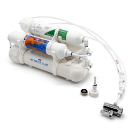 Mineral 5-Stage Countertop MyWaterClub Reverse Osmosis Water Purification System, 100 GPD Membrane, with Post re-Mineralization Filter. Dual Connection: Faucet and Garden/Laundry Hose Adapter