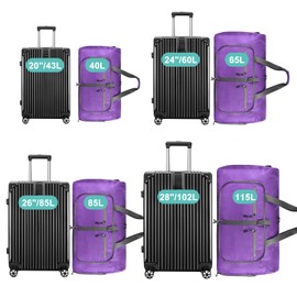 Dimayar Travel Duffle Bag for Men Women - Foldable Duffel Bag with Shoes Compartment - Overnight Bags Waterproof & Tear Resistant(115L,Purple)