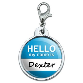 GRAPHICS & MORE Chrome Plated Metal Small Pet ID Dog Cat Tag Hello My Name is DE-EM - Dexter