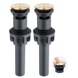 Hygie Rinse Pop Up Sink Drain with Overflow, Bathroom Sink Stopper for Vessel Sink, Push and Seal Vessel Sink Drainer Stopper, Anti-Clogging Strainer, Brushed Nickel