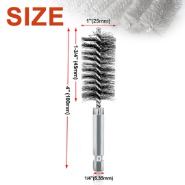 ASNOMY 5Pcs 1" Stainless Steel Bore Brush,25mm Stainless Steel Bristles Wire Brush Bore Cleaning Brush Set for Power Drill Cleaning, Abrasive Wire Brush Stainless Steel Brush with 1/4" Hex Shank