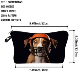 Livel lhood Rugby Dog Makeup Bag Cute Small Organizer Zipper Pouch Rugby Dog Cosmetic Bag Birthday Present for Women Friends -2