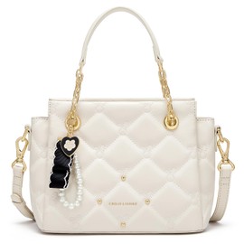 Cnoles Satchel Bag For Women Fashion Leather Handbags and Purses Shoulder Tote Crossbody Top Handle Bags White