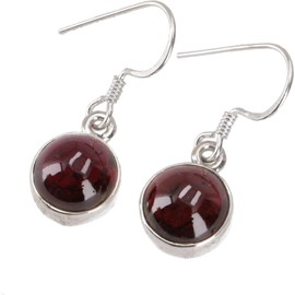 GURU SHOP Silver Earrings Indian Earrings Round Silver Earring Black, Sterling Silver