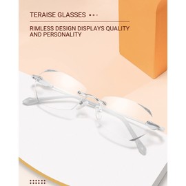 TERAISE Frameless Reading Glasses For Women With Blue Light Blocking,Fashion Diamond Cutting Rimless Eyeglasses