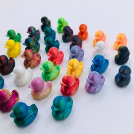 FoxYaye 20pc 3D Printed Ducks Multicolored Cute Duckies Toy Decor Gift Decoration Random
