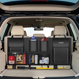 Trunk Organizer for SUV – Zippered 3-Section Design, Modular Storage with 7 Pockets, Upgraded TP Leather & 600D Oxford Cloth, Waterproof and Scratch-Resistant – Perfect for SUV, Pickup, MPV