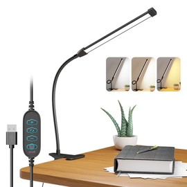 C-J-W LED Desk Light, Clip Lighting, Stand, Desk Clip, Bedroom, Lighting, 3-Level Adjustment, 10-Level Dimming, Eye Friendly, Energy Saving, Desk Light, 360° Freely Rotate, Table Light, LED Reading,