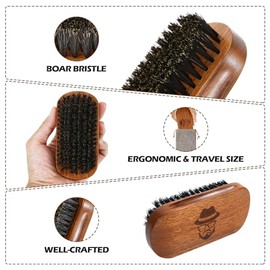 Cepillo para barba para hombres, cerdas de jabalí, madera de nogal negro, barbas y bigotes, incluye cepillo de barba de cerdas de jabalí, peine de bar