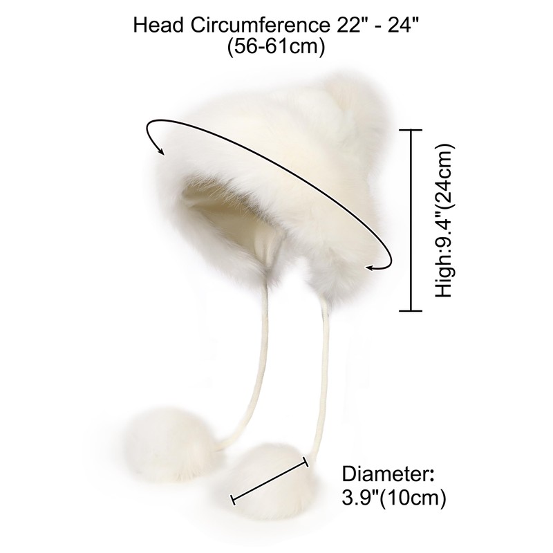LA CARRIE Women's Faux Fur Hat with 3 Pom Pom