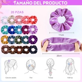 HEYMKGO Scrunchies para Mujer y Adolescente, Set de 40 Piezas con 20 Scrunchies de Terciopelo y 20 Ligas Elásticas, Accesorios Suaves para Coletas, Us