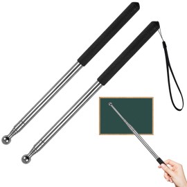 Pack of 2 Extendable Telescopic Pointing Sticks, 100 cm Telescopic Hand Flag Poles, Black Telescopic Pointing Rod with Lanyard, Whiteboard Board, Retractable Telescopic Rod for Teaching, Presentation