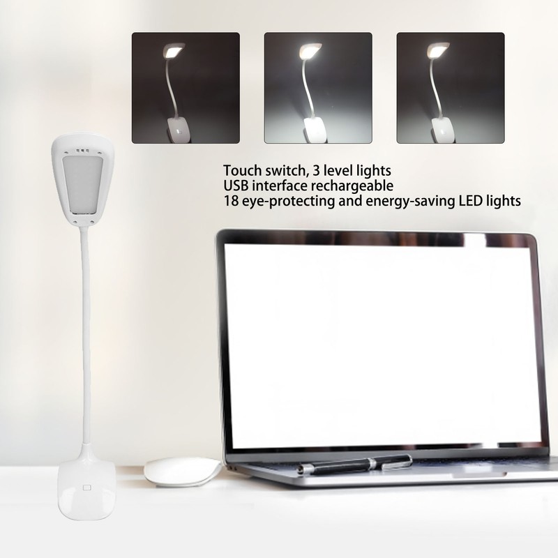 Clip Light USB Rechargeable 3 Speed Touch Foldable Flexible Gooseneck