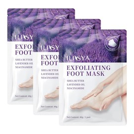 Foot Peeling Mask - 3 Pack Exfoliating Foot Peel Mask for Dry Cracked Feet - Baby Soft Foot Mask Socks for Removing Dead Skin, Cracked Heels, and Calluses - Lavender, Shea Butter, Aloe - Women and Men