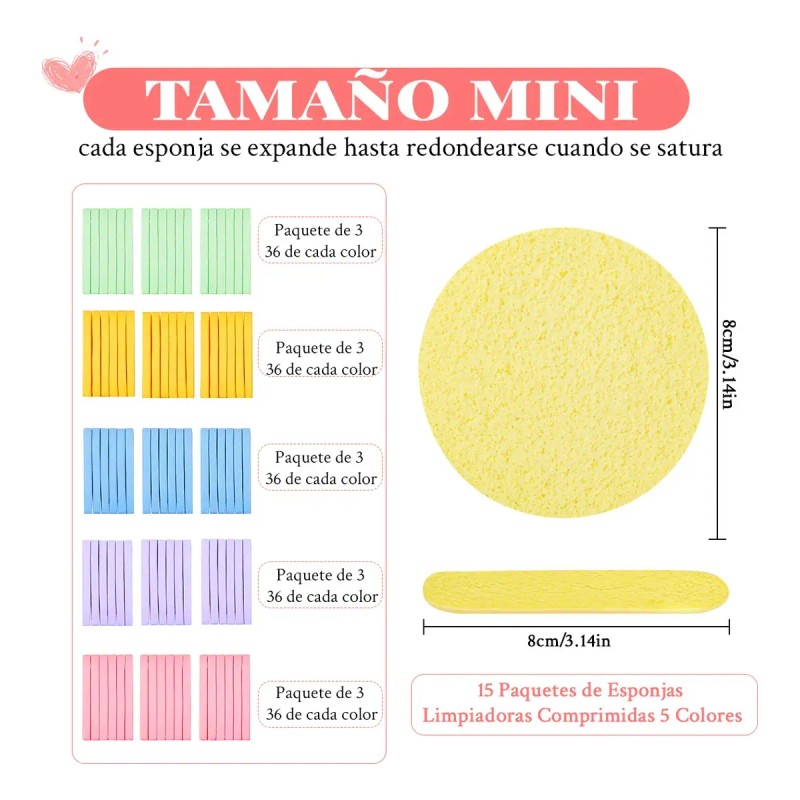 180pcs Esponja Facial Comprimida Para Limpieza Y Exfoliación
