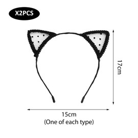 2 Pieces Cat Ear Headbands, Lace Cat Ear Headbands, Party Props, Women's Cat Ear Headbands, Costume Accessories