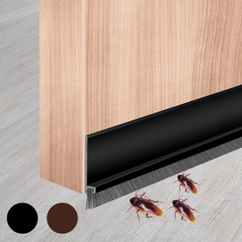 Guardapolvo y Protector para Puerta con cepillo,Tira de Sellado de Ventana Autoadhesiva,Puerta para el Hogar/Ducha Tira de Sellado de Ventana de Silicona, Insonorizada, Burlete，3m×53mm (Negro)