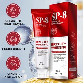 SP-8 Probiotic Whitening Toothpaste,Ultra Whitening & Stain Removal, Deep Cleaning, Fresh Breath Formula with Probiotics(2pcs)