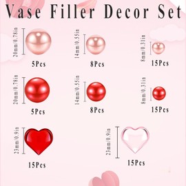 Cqueni 86 PCS Valentine's Vases Filler Red Pink Beads for Wedding Decoration, Wedding, Table Scatter