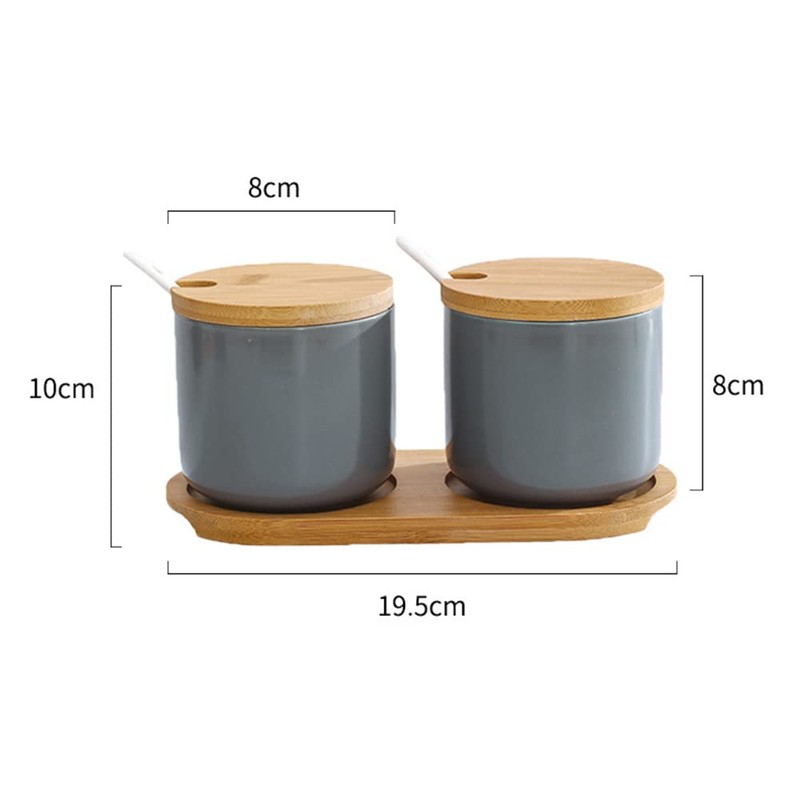 OnePine Set of 2 Sugar Bowl, 260ml Ceramic Spice Jar