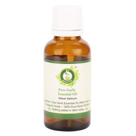 R V Essential Pure Garlic Essential Oil 30 ml (1.01 ounces) - Allium Sativum (100% Pure and Natural Steam Distillated) Pure Garlic Essential Oil