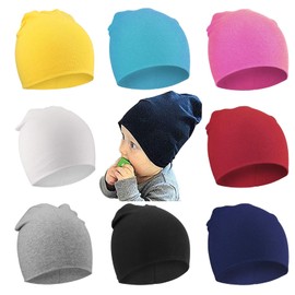DRESHOW BQUBO 8 Pack Unisex Baby Beanie Hat Infant Toddler Kid Hats Baby Soft Cute Knit Cap Nursery Beanie