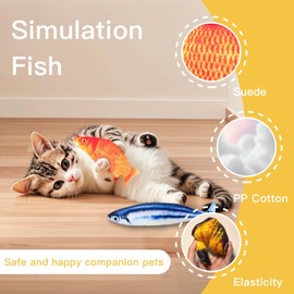 gyaxmybz-Flopping Fish cat Toy, Fish cat Toy, cat chew Toy, Plush Interactive Toy, Pet Pillow for Cats Kittens, Small Dogs，Floppy Fish(Style 2)