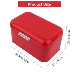 Retro Metal Bread Box for Kitchen Counter - Large Capacity Cream Bread Bin Storage Container for Loaves, Pastries, Muffins, Dry Food, Vintage Style (30.5x18x16cm/12x7.1x6.3 Inches, Red)