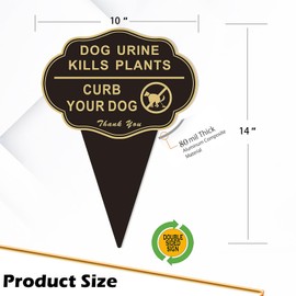 Ruiseone Dog Urine Kills Plants Sign Curb Your Dog Sign 2 Pack,14”X10” No Peeing Signs For Lawn No Pooping Signs For Yard With Integrated Stake Weather Resistant Aluminum for Outdoor Use