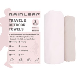 Rainleaf 2 Pack Microfiber Quick Dry Travel Towel, Super Absorbent Ultra Compact Lightweight Camping Towel for Gym, Hiking, Pool, Yoga - Peony Flower