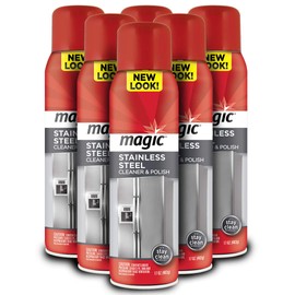 Magic Stainless Steel Cleaner Aerosol - 17 Ounce (6 Pack) - Removes Fingerprints Residue Water Marks and Grease from Appliances - Refrigerator Dishwasher Oven Grill