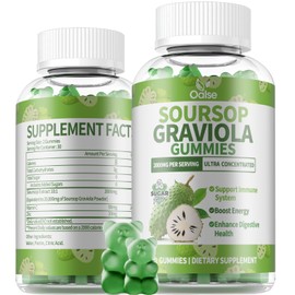 OALSE Soursop Graviola Gummies, Sour SOP Leaves & Fruit Extract Plus Vitamin C and Zinc, Soursop Bitters for Immune Support, (60 Count) - Sugar Free, Vegan, Gluten Free