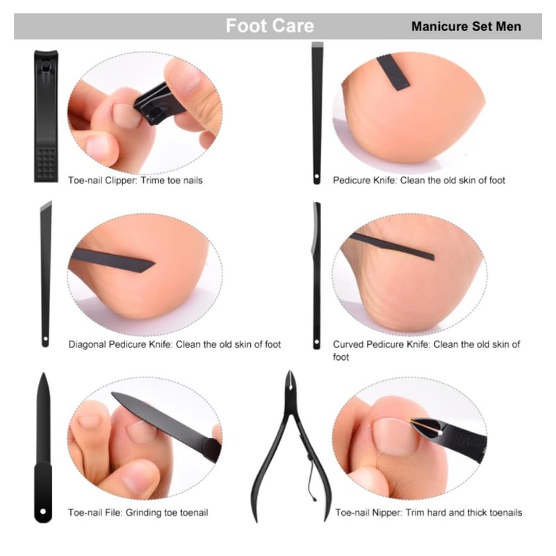 Groomarang 15 Piece Manicure Set for Men Stainless Steel Nail