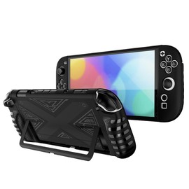 Protective Case Dockable for Switch 2 DOBEWINGDELOU TPU Protector Case Cover Skin Accessories for Game Handheld 2025 Shockproof Non-Slip Anti-Collision Black