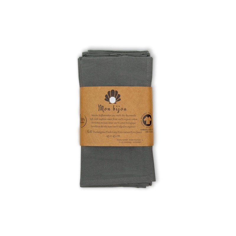 mon bijou® - 6 Pleasantly Soft Fabric Napkins Dark Grey